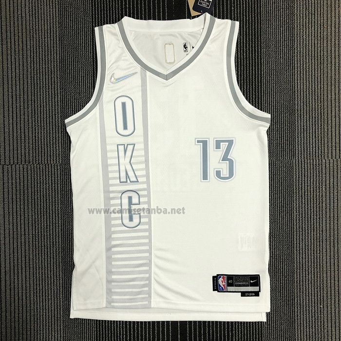 Camiseta Oklahoma City Thunder Paul George #13 Ciudad 2021-22 Blanco